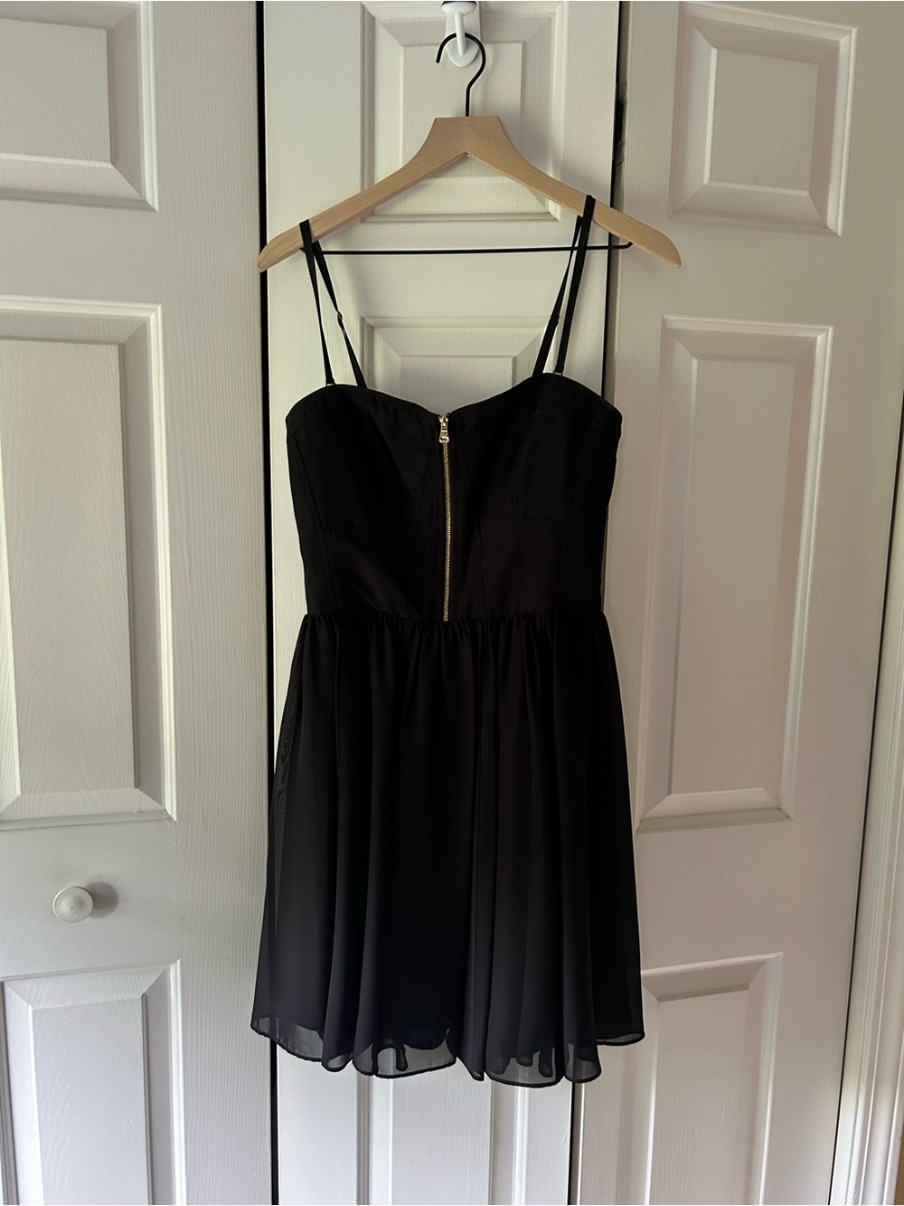 Guess Black Spaghetti-Strap Mini Dress with Front Zip
